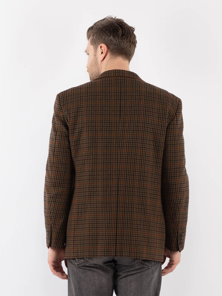 Vintage 90's Men Wool Blazer Jacket in BrownZ1015
