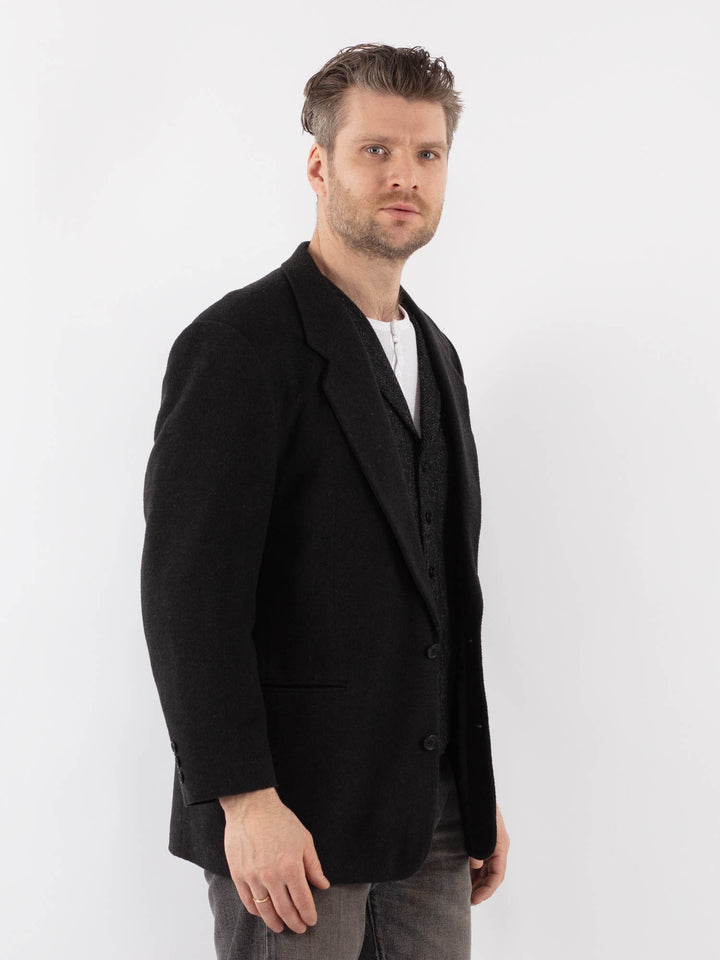 Vintage 90's Men Wool Blend Blazer Jacket in Gray
