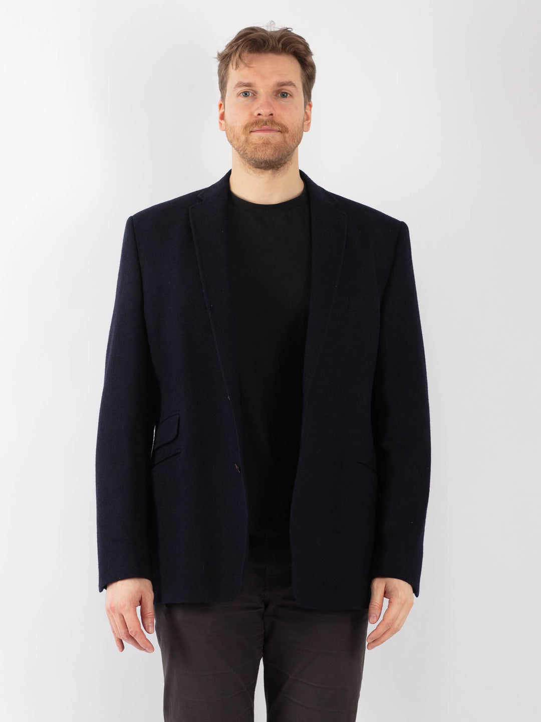 Vintage 90's Men Wool Blazer Jacket in Blue