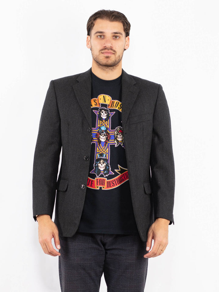 Vintage 90's Men Wool Blazer Jacket in GrayZ2432