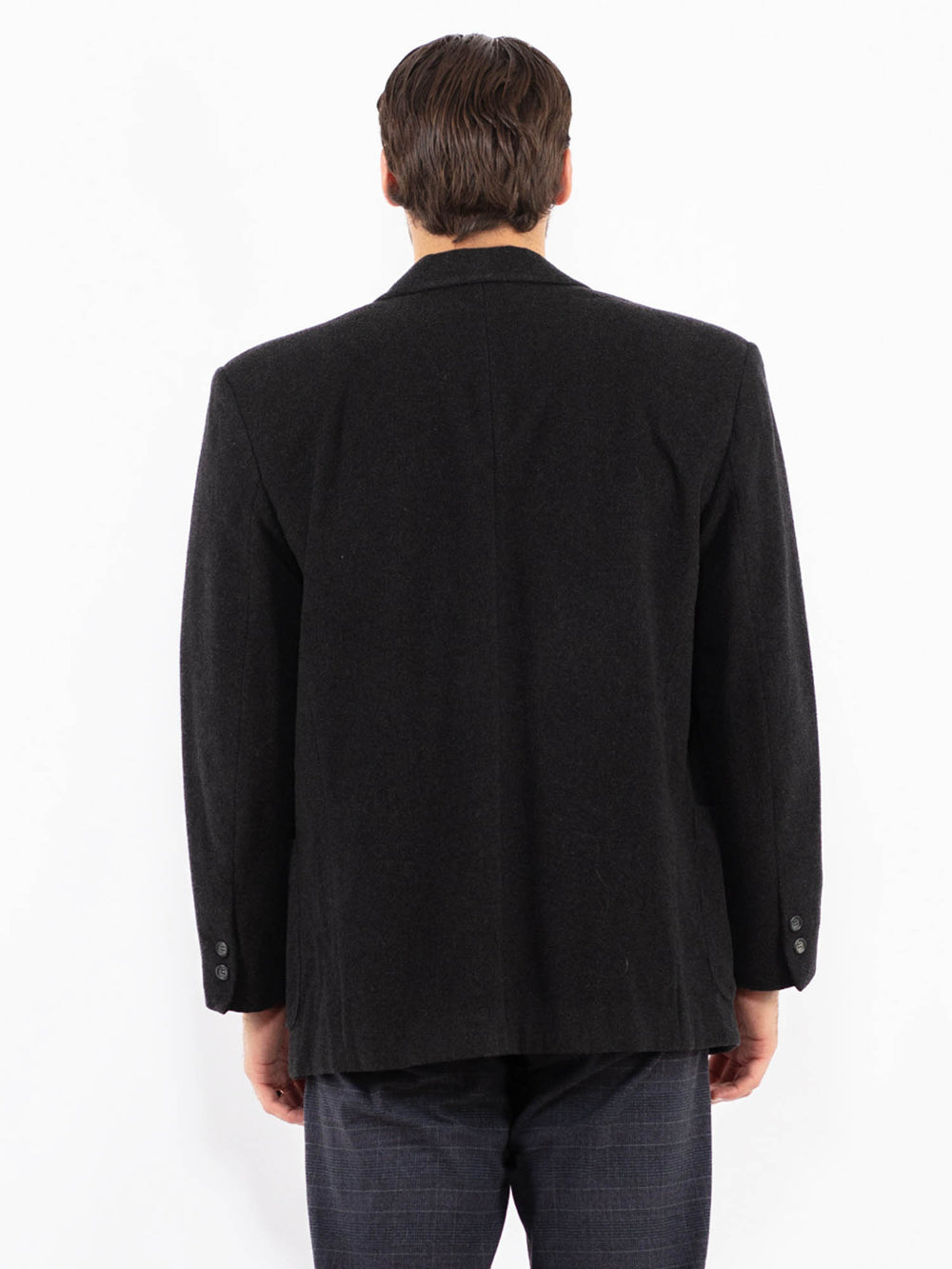 Vintage 90's Men Wool Blend Blazer Jacket in GrayZ2442