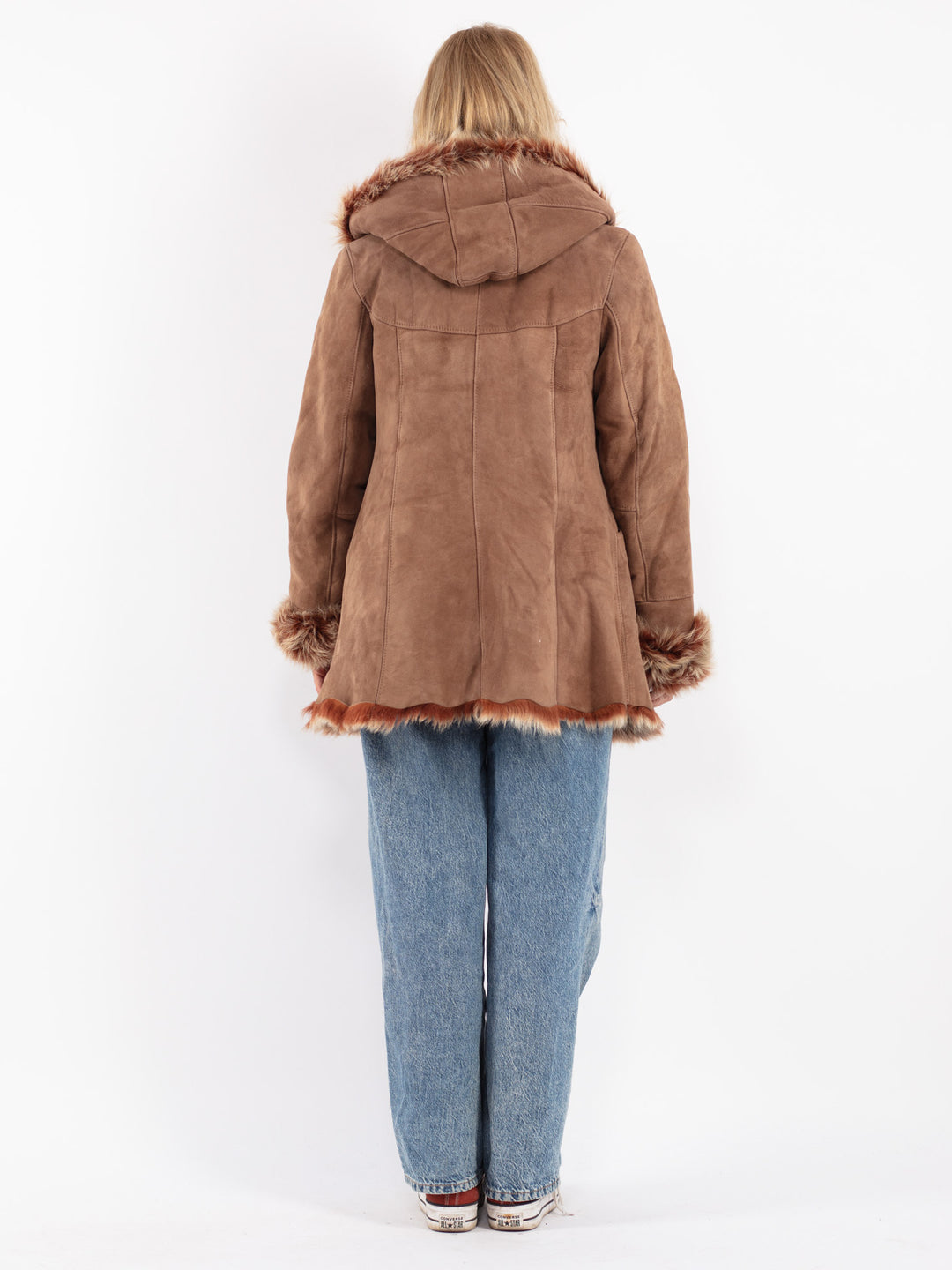 Vintage 90's Women Sheepskin Coat in Brown