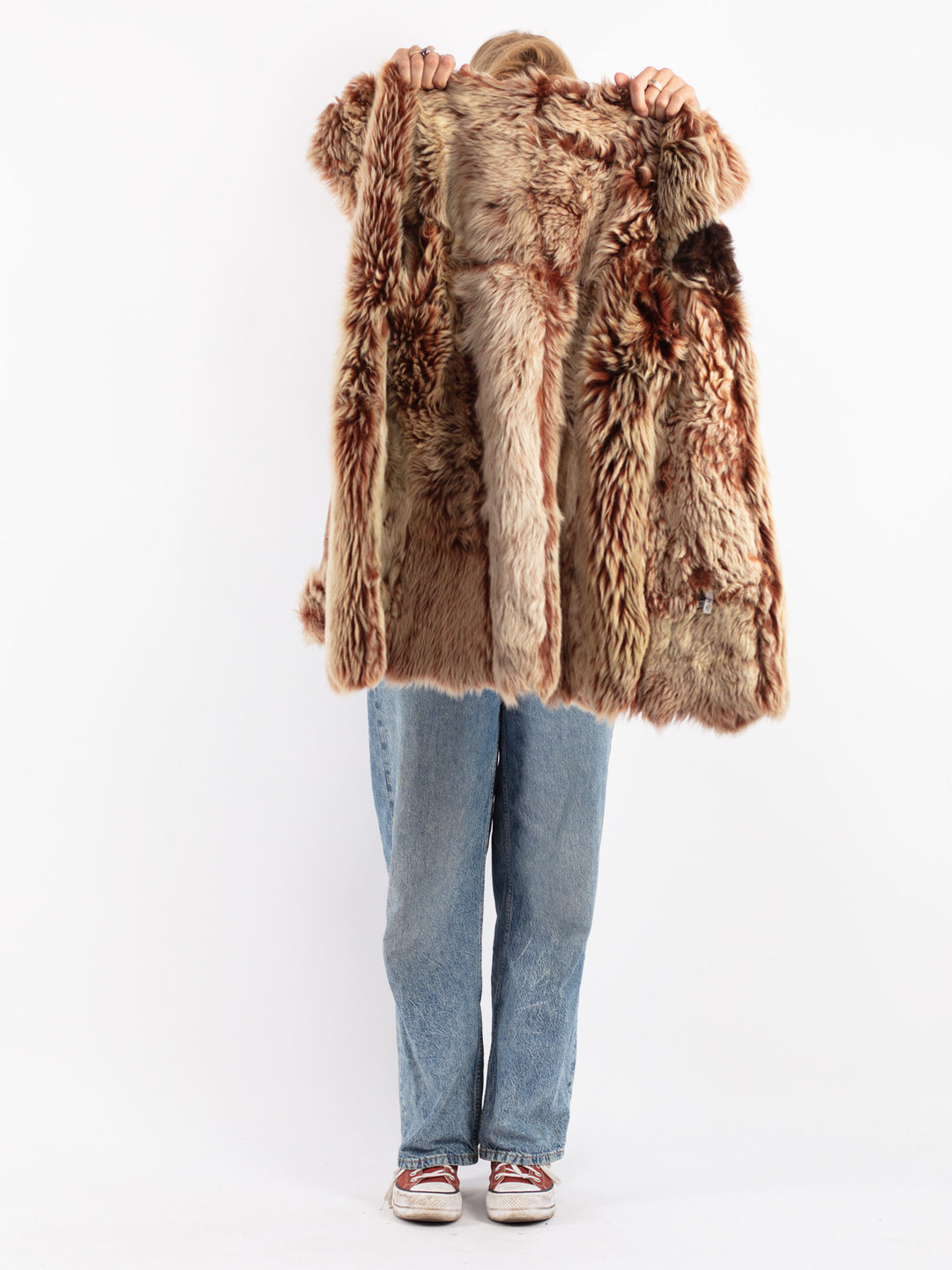 Vintage 90's Women Sheepskin Coat in Brown