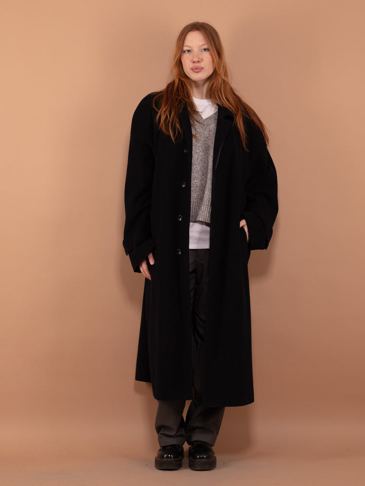 Vintage 90's Women  Cashmere and Wool Blend Coat in Blue - NorthernGrip