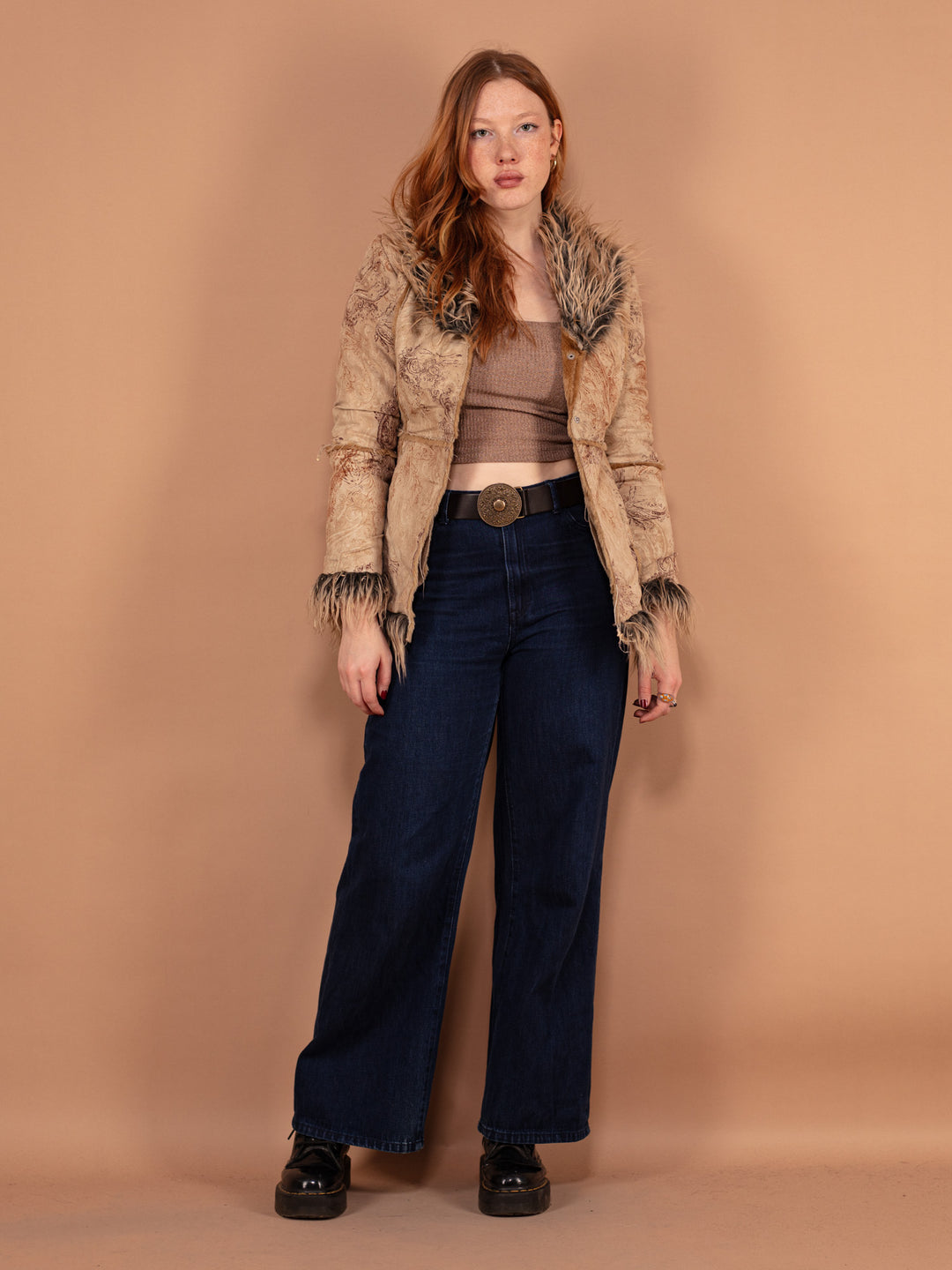 Vintage 90's Women Faux Penny Lane Coat in Beige - NorthernGrip