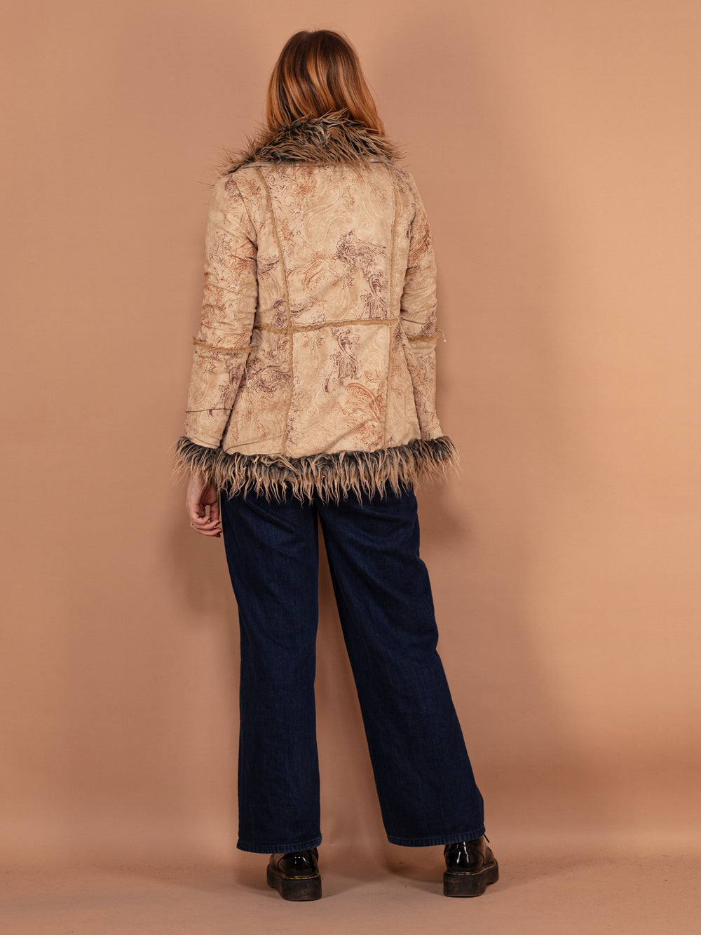 Vintage 90's Women Faux Penny Lane Coat in Beige - NorthernGrip