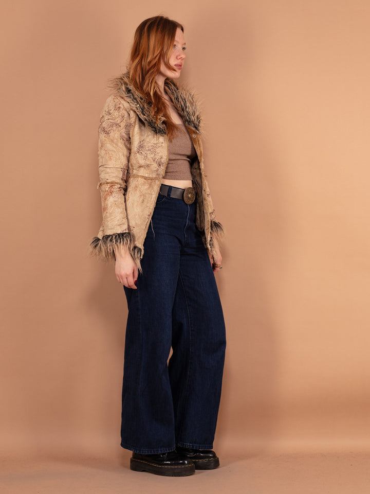 Vintage 90's Women Faux Penny Lane Coat in Beige - NorthernGrip