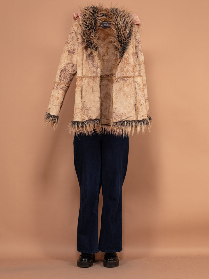 Vintage 90's Women Faux Penny Lane Coat in Beige - NorthernGrip