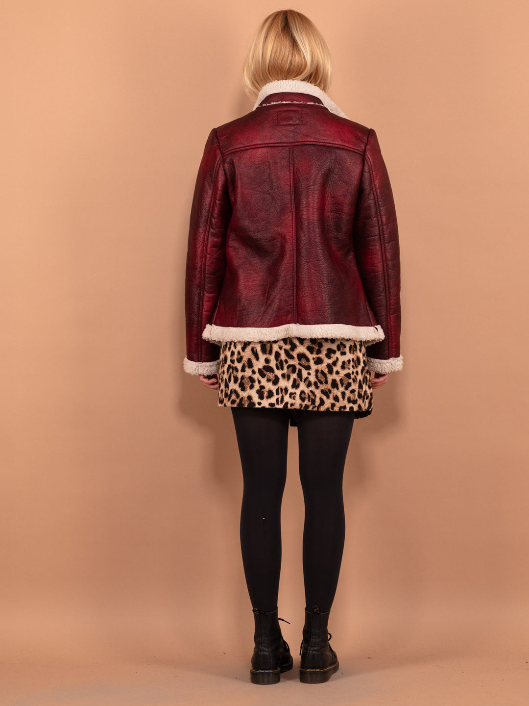 Vintage 90's Women Faux Shearling Jacket in Red - NorthernGrip