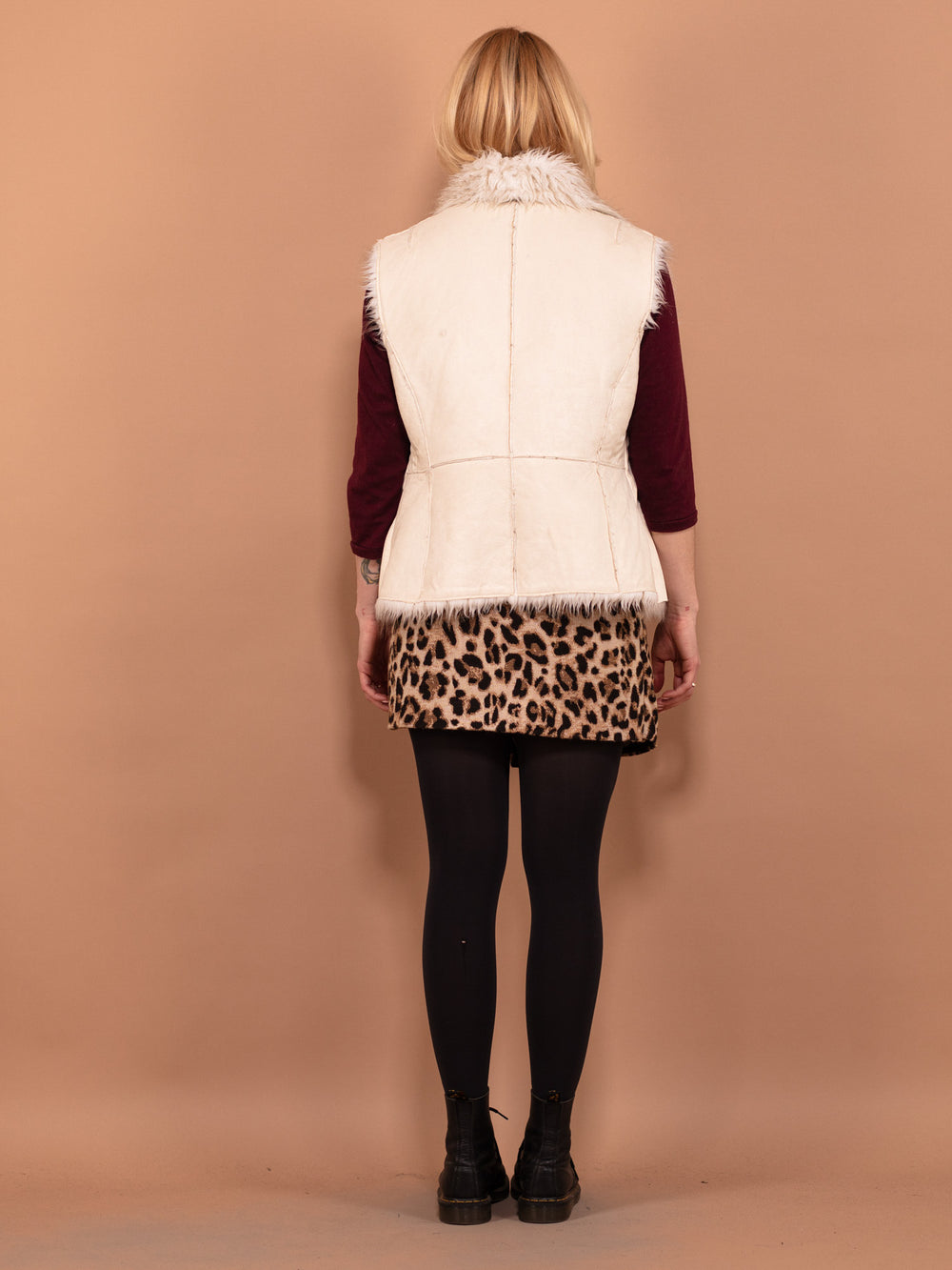 Vintage 90's Women Faux Shearling Vest in White - NorthernGrip