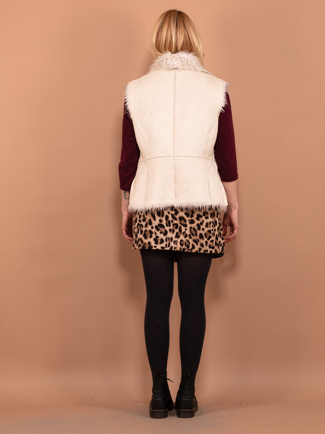 Vintage 90's Women Faux Shearling Vest in White - NorthernGrip