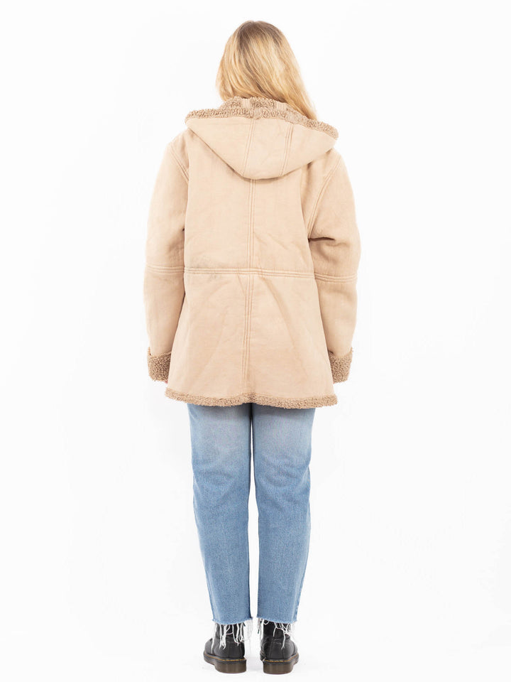 Vintage 00's Women Faux Sheepskin Coat in BeigeA0563
