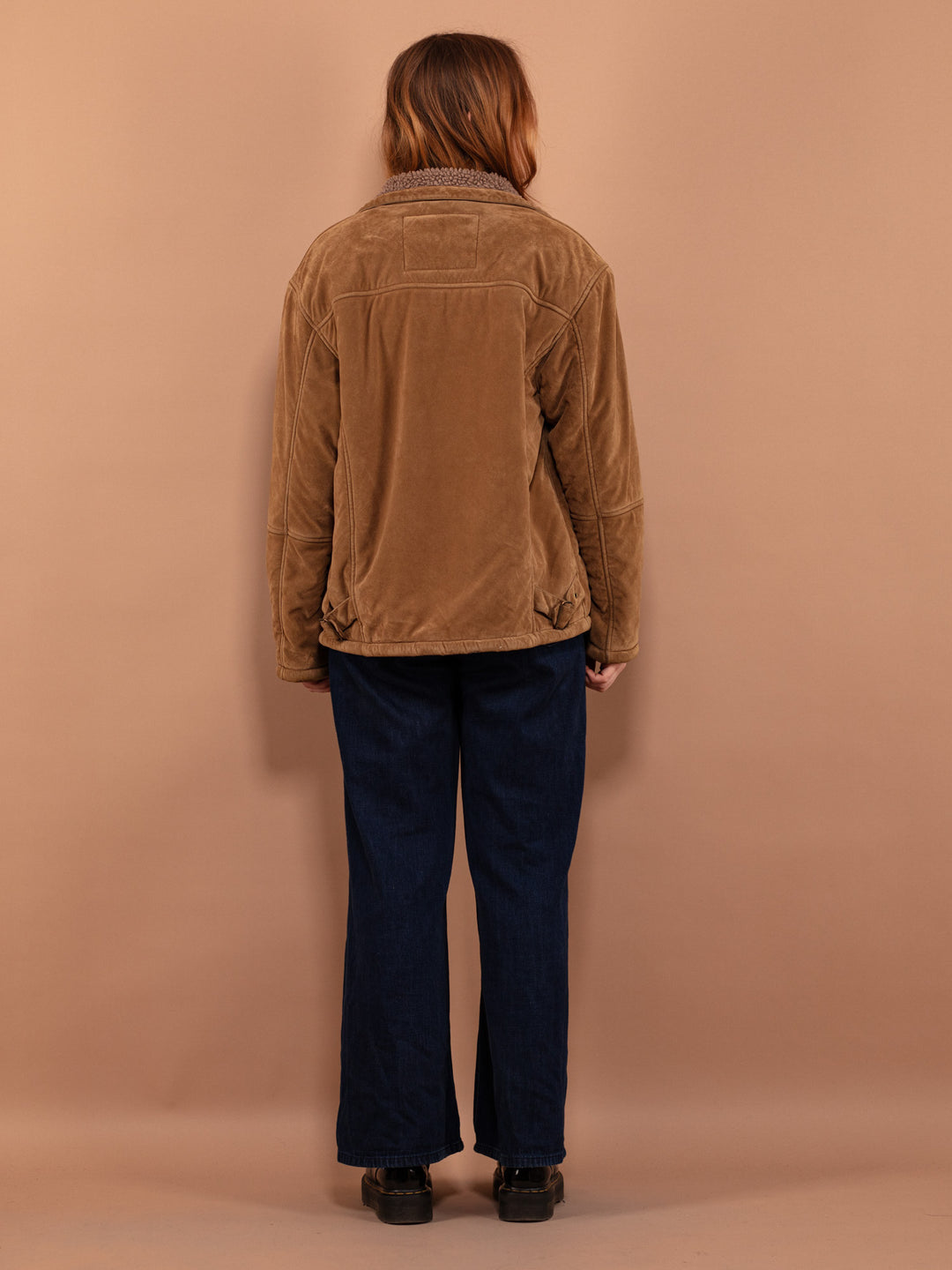 Vintage 90's Women Faux Sheepskin Jacket in Beige - NorthernGrip