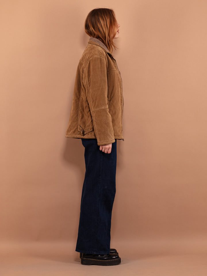 Vintage 90's Women Faux Sheepskin Jacket in Beige - NorthernGrip