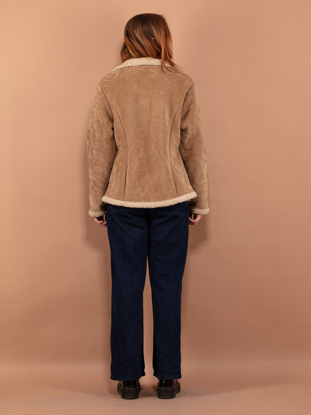 Vintage 90's Women Faux Sheepskin Jacket in Beige - NorthernGrip