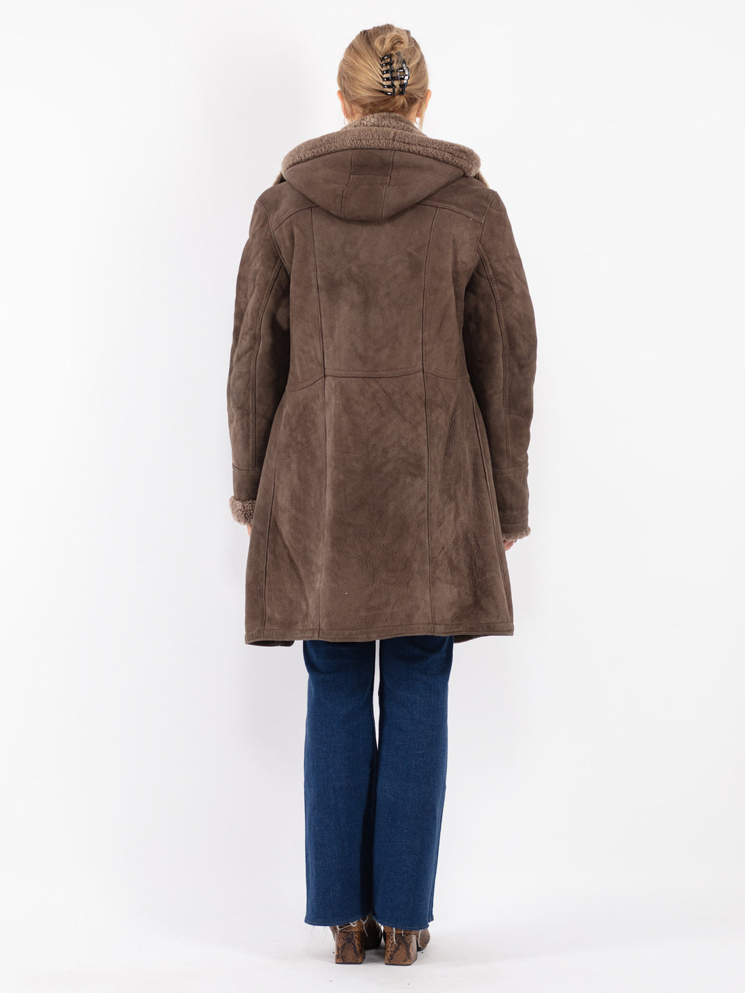 Vintage 90's Women Sheepskin Coat in Brown