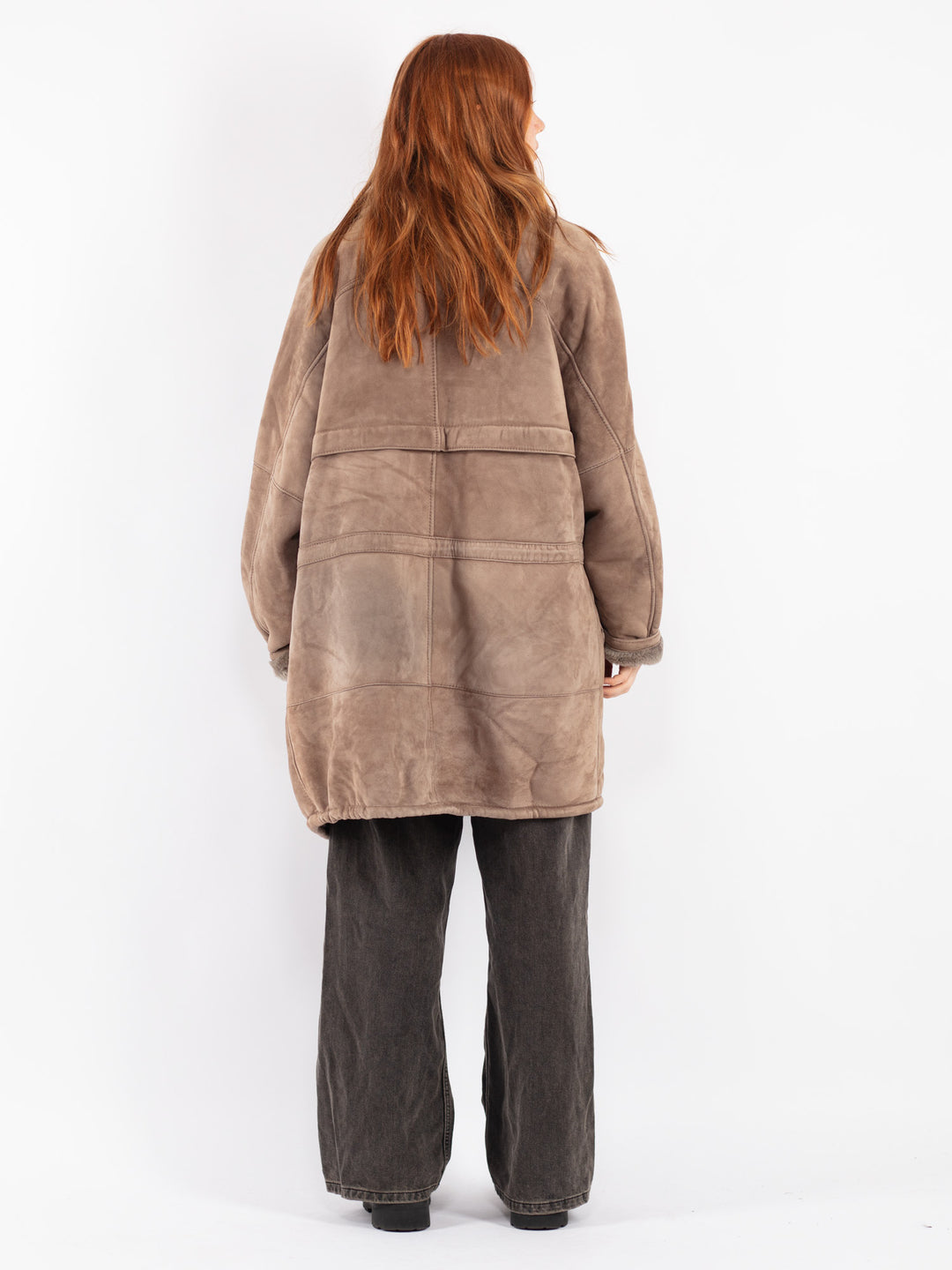Vintage 90's Women Sheepskin Coat in Beige