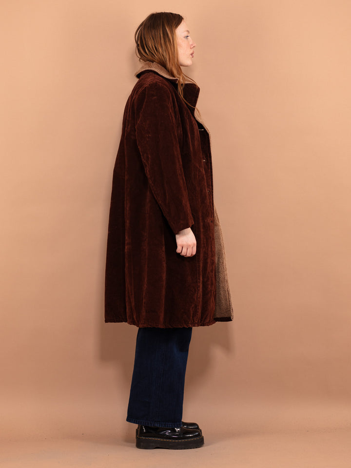 Vintage 90's Women Oversized Sherpa Coat in Brown - NorthernGrip
