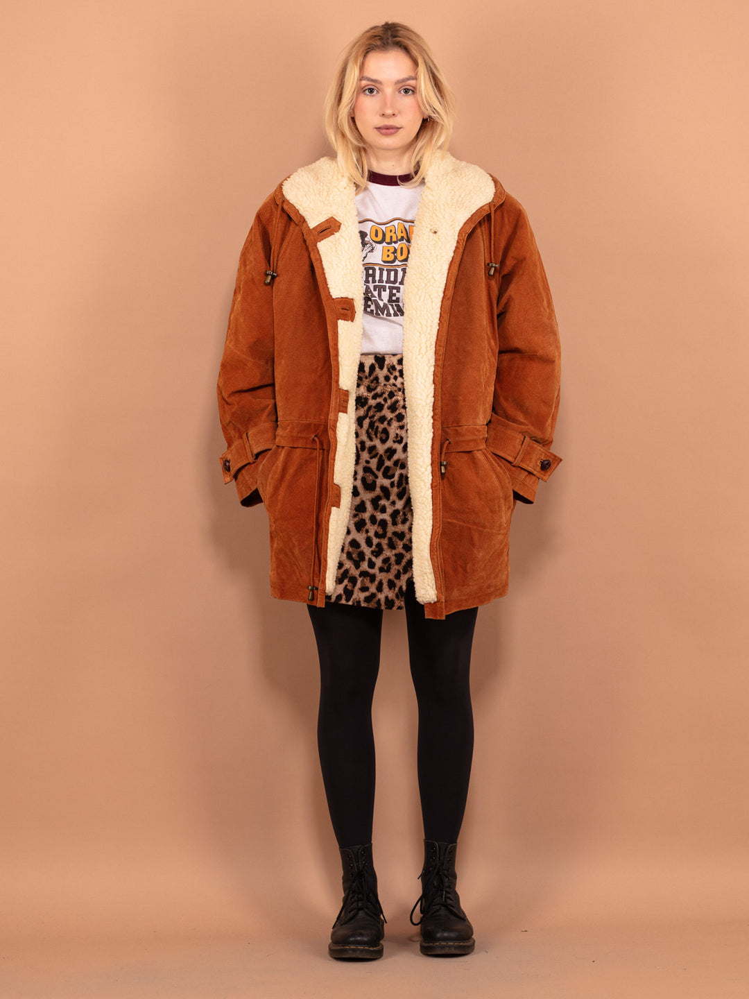 Vintage 90's Women Oversized Sherpa Coat in Brown - NorthernGrip