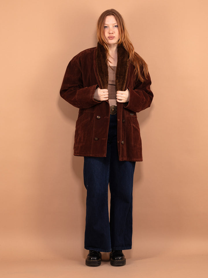 Vintage 90's Women Oversized Sherpa Coat in Brown - NorthernGrip