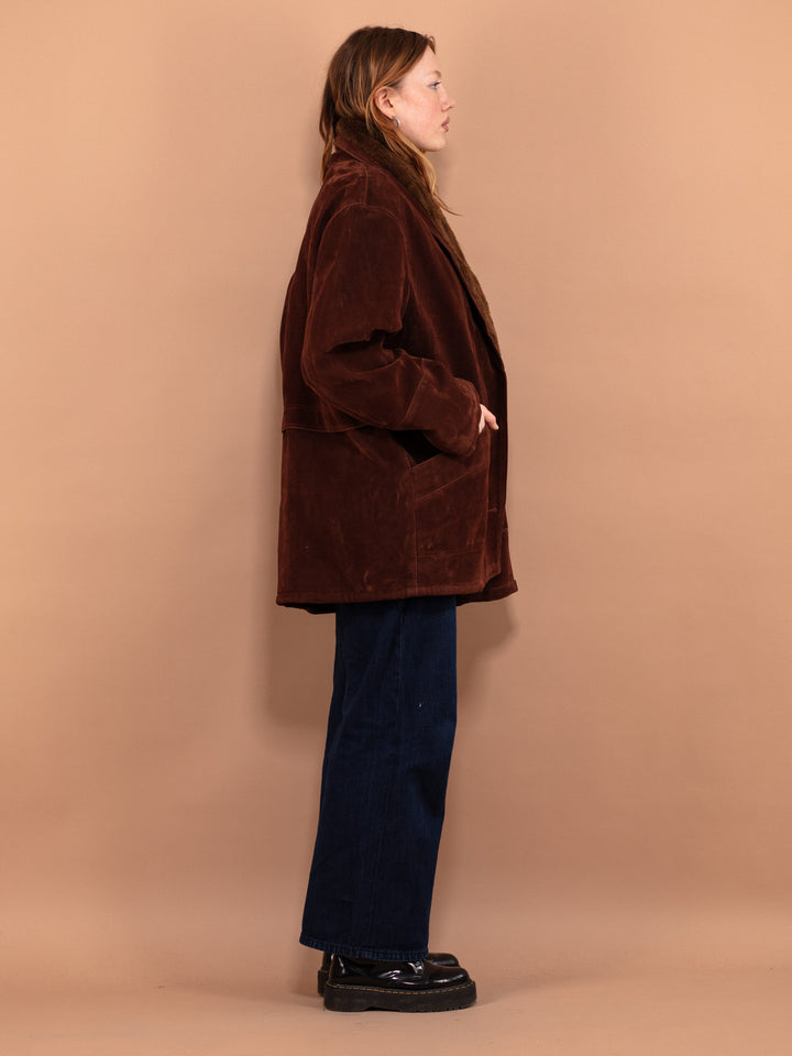 Vintage 90's Women Oversized Sherpa Coat in Brown - NorthernGrip