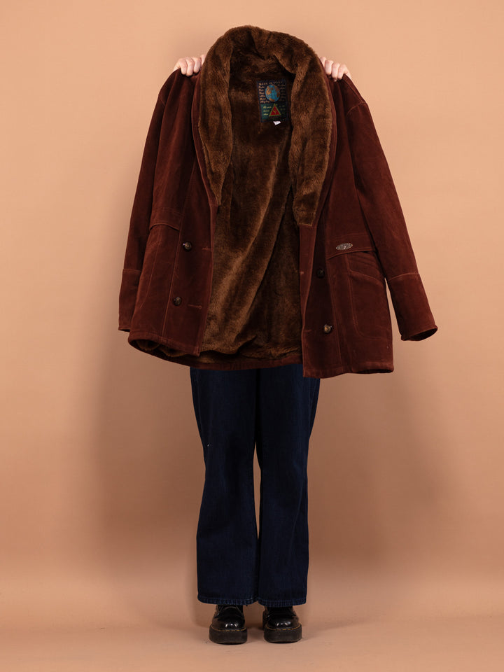 Vintage 90's Women Oversized Sherpa Coat in Brown - NorthernGrip