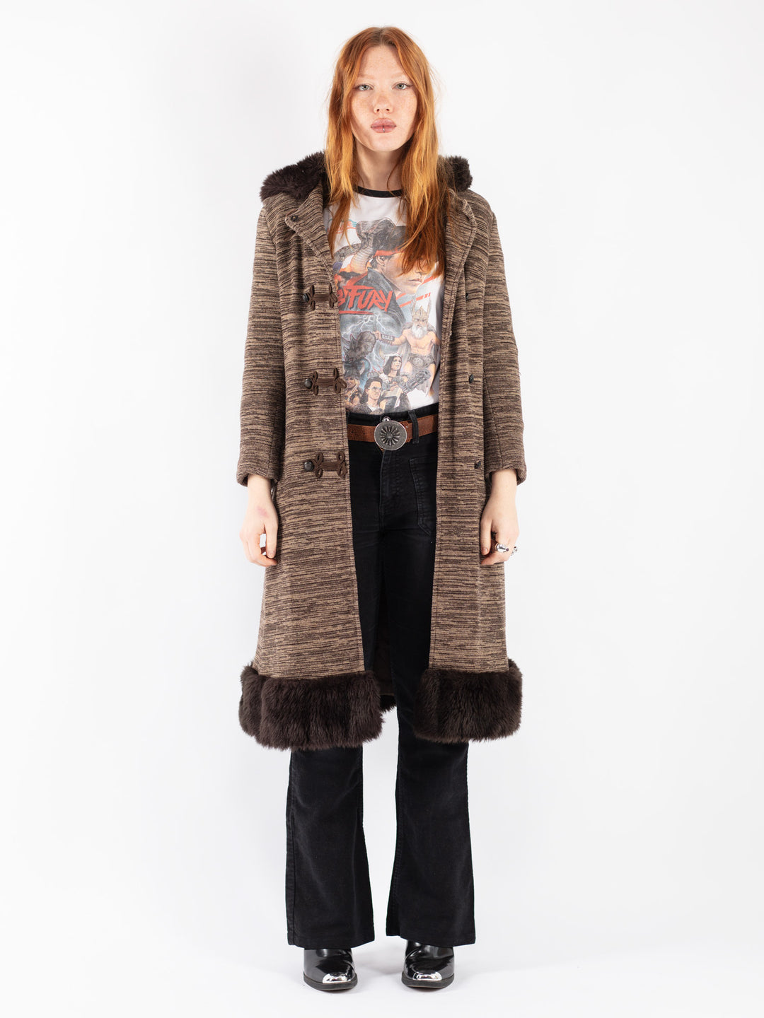Vintage 90's Women Wool Coat in Brown