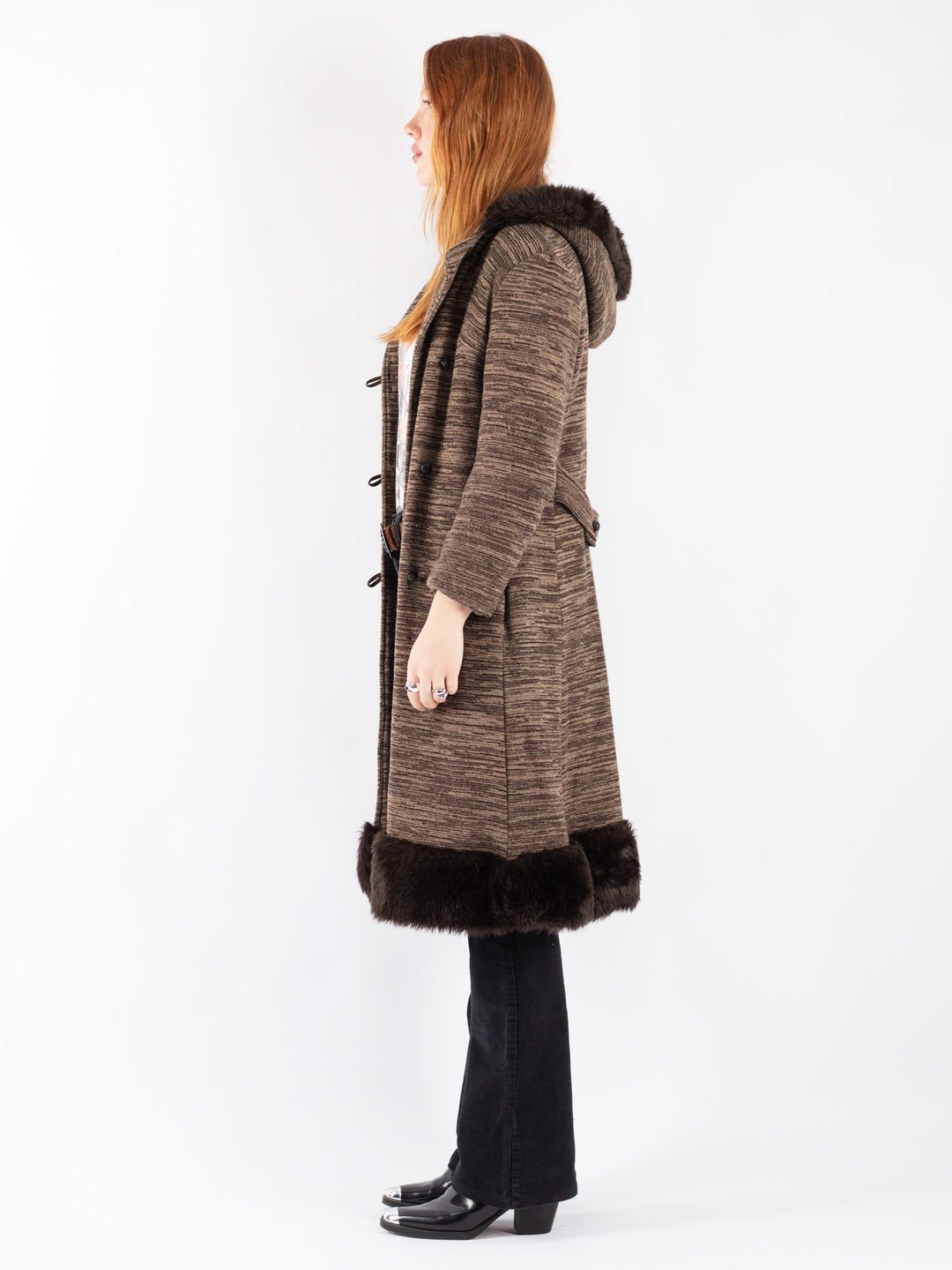Vintage 90's Women Wool Coat in Brown