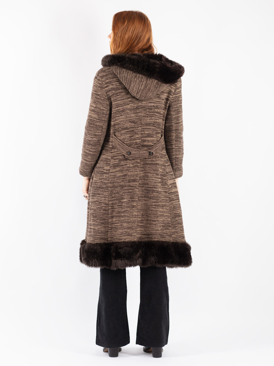 Vintage 90's Women Wool Coat in Brown