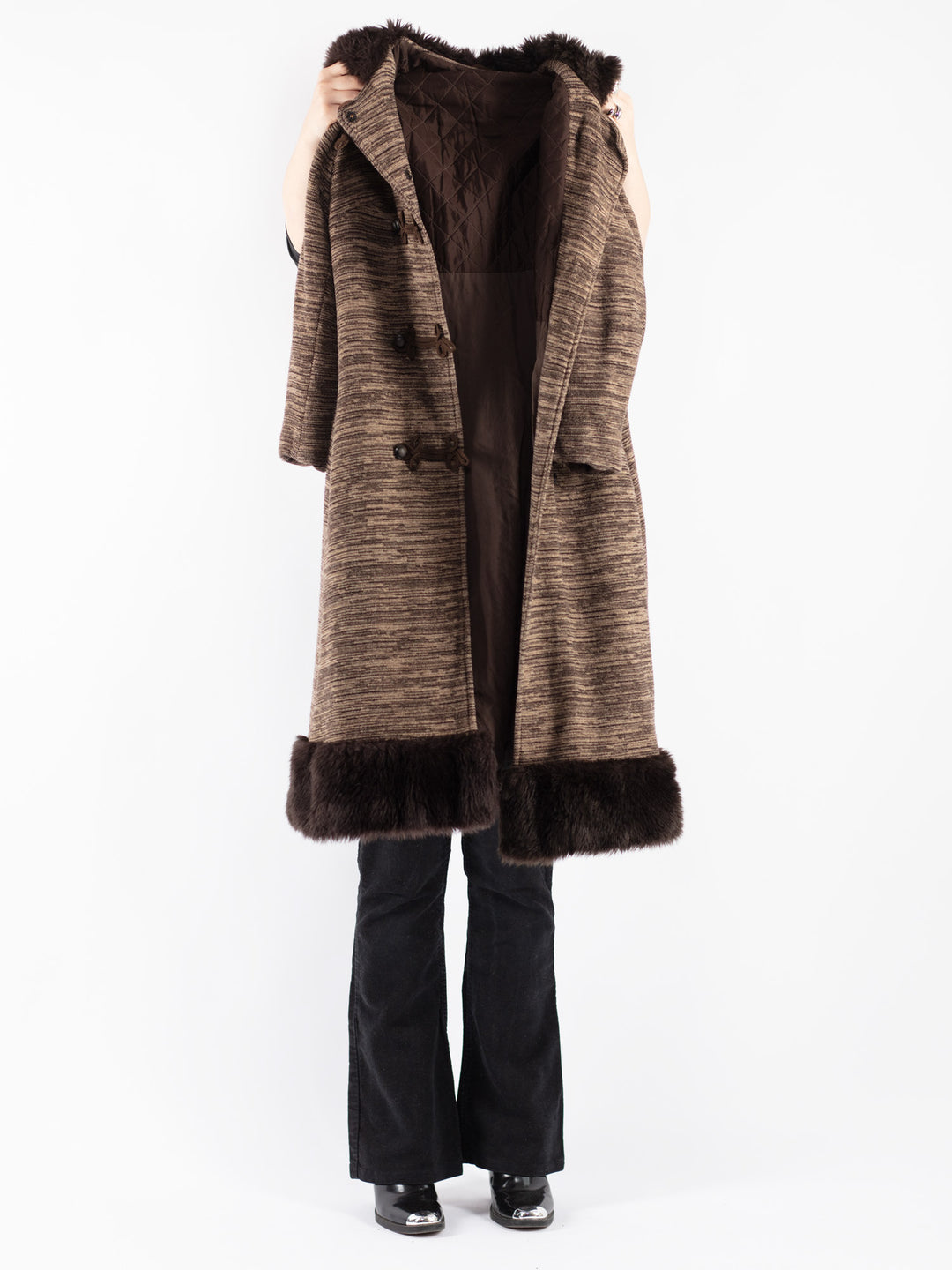 Vintage 90's Women Wool Coat in Brown