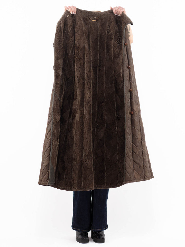 Vintage 90's Women Sheepskin Coat in BrownA1074
