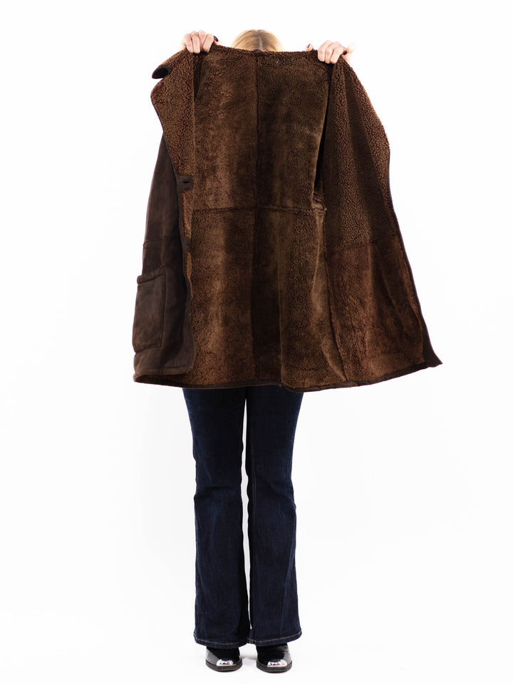 Vintage 90's Women Sheepskin Coat in BrownA0701