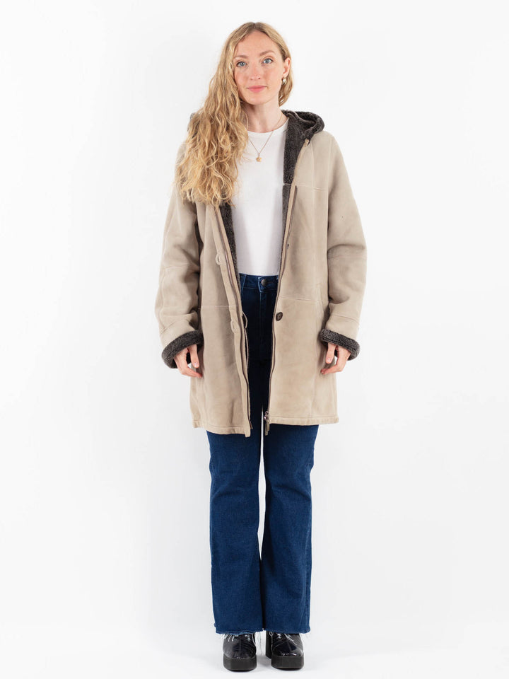 Vintage 90's Women Sheepskin Coat in BeigeV9846