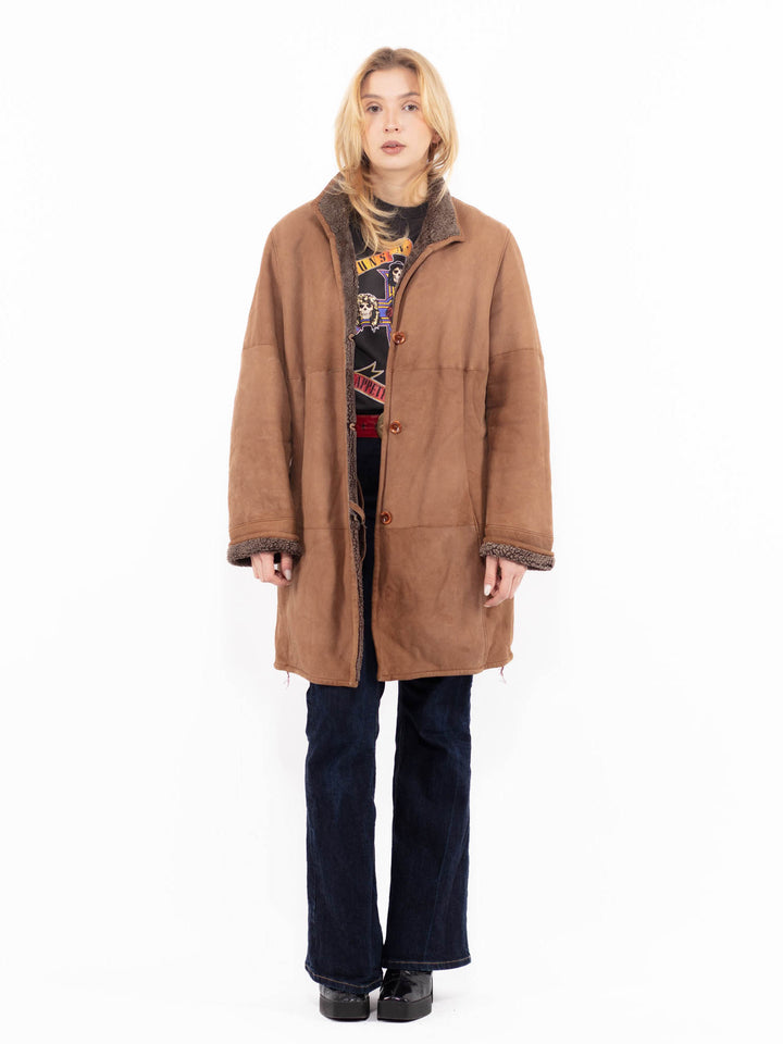 Vintage 90's Women Sheepskin Coat in BrownA1080