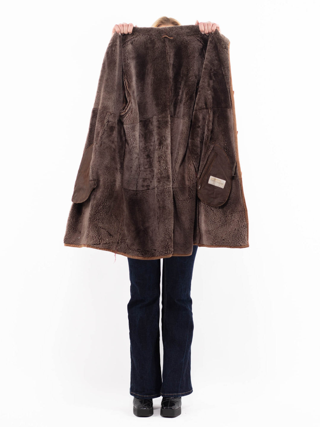 Vintage 90's Women Sheepskin Coat in BrownA1080