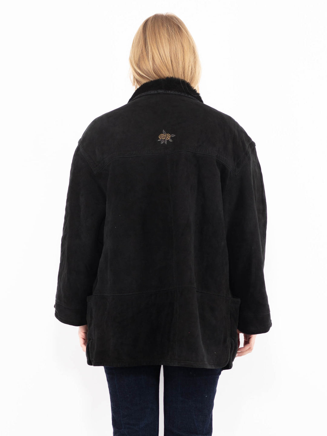 Vintage 90's Women Sheepskin Coat in BlackA1081
