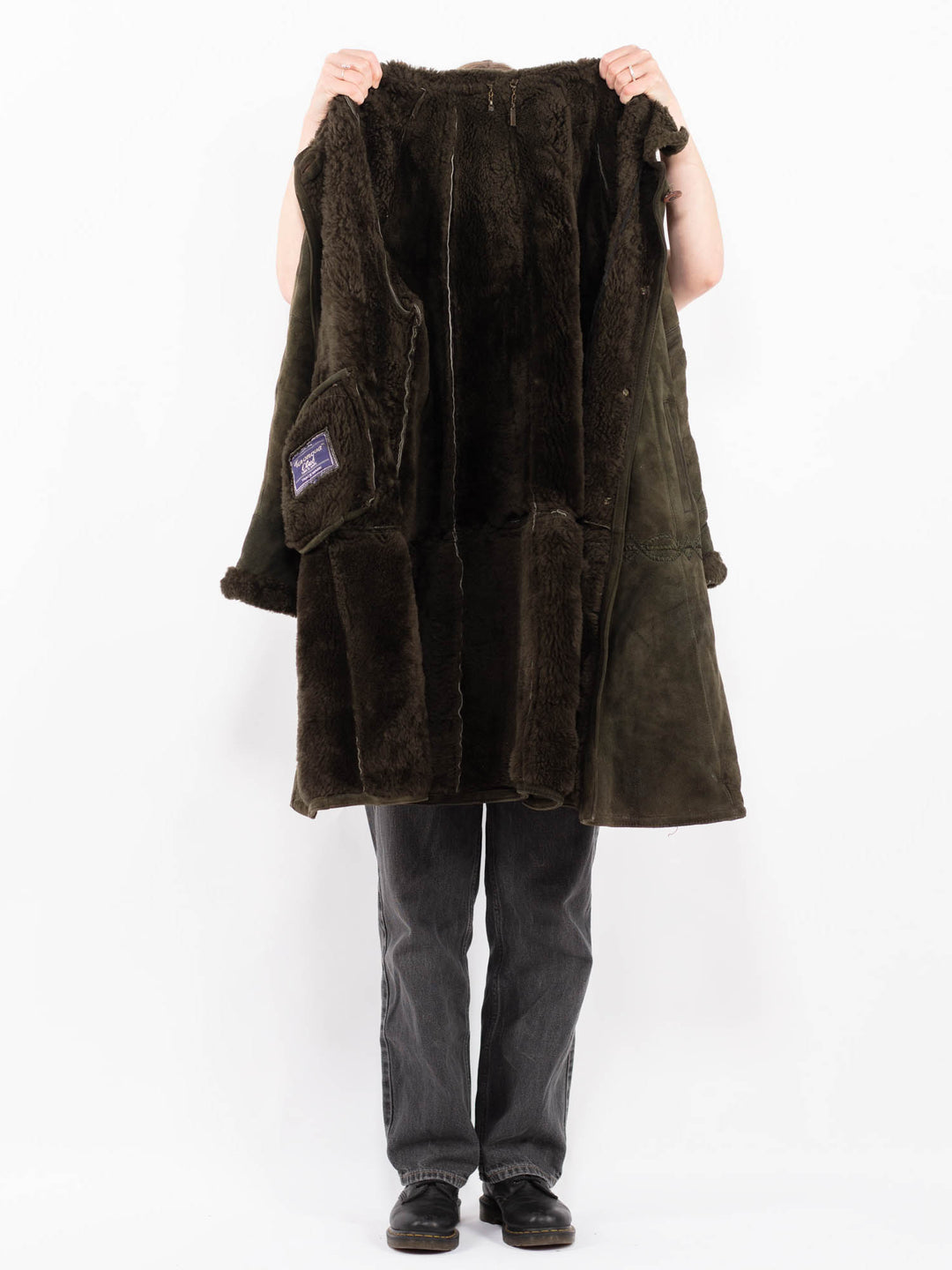 Vintage 90's Women Sheepskin Coat in GreenA0593