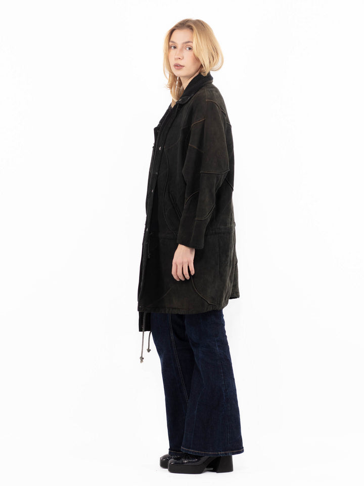 Vintage 90's Women Sheepskin Coat in BlackA1082