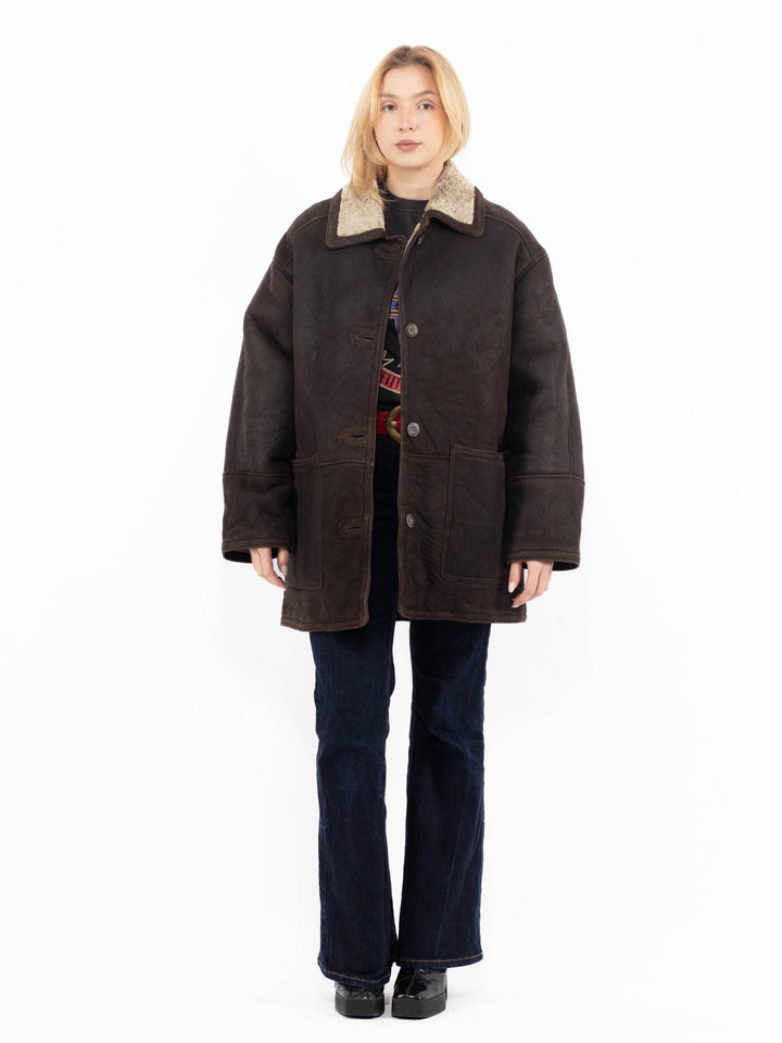 Vintage 90's Women Sheepskin Coat in BrownA1084