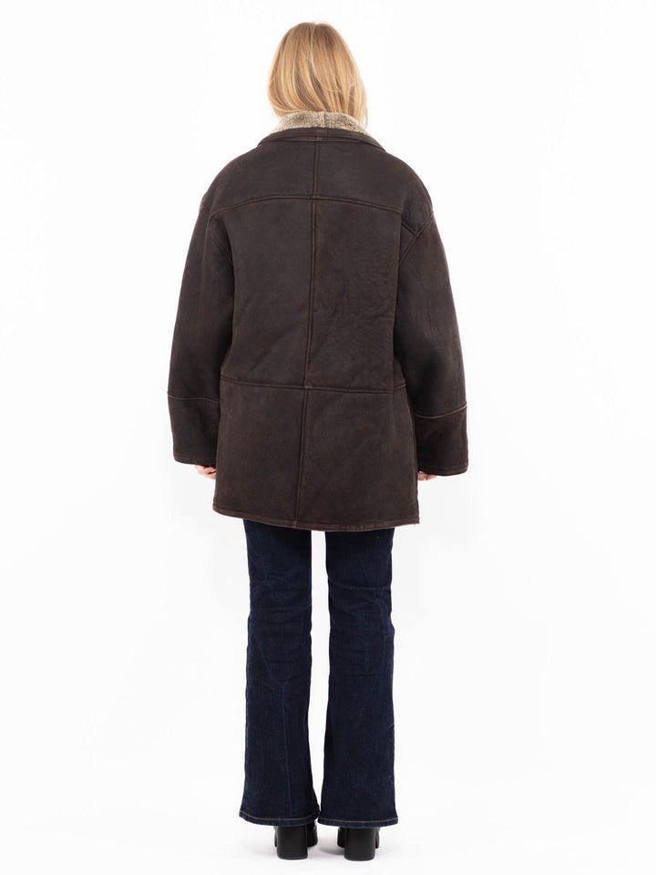 Vintage 90's Women Sheepskin Coat in BrownA1084