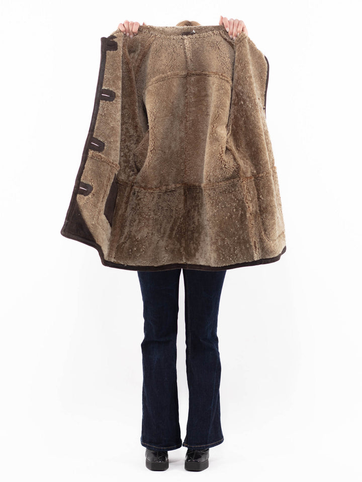 Vintage 90's Women Sheepskin Coat in BrownA1084