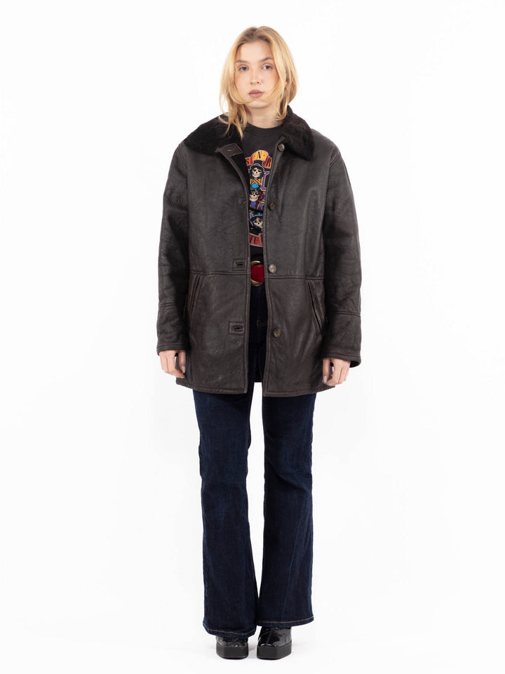 Vintage 90's Women Sheepskin Coat in BrownA1088