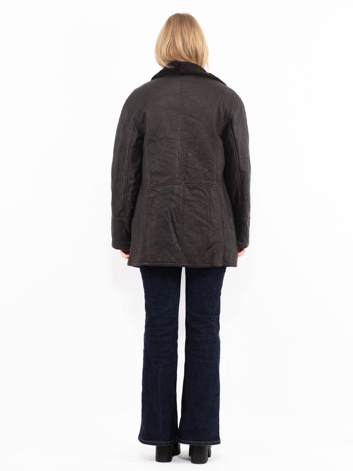 Vintage 90's Women Sheepskin Coat in BrownA1088