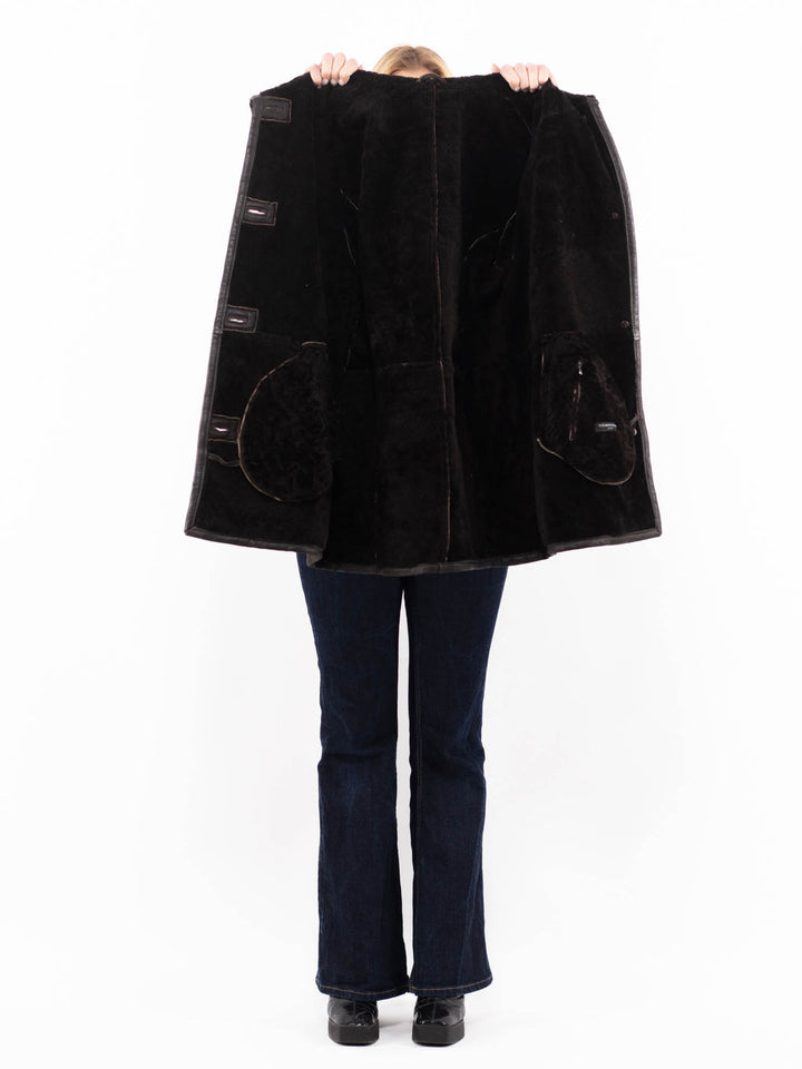 Vintage 90's Women Sheepskin Coat in BrownA1088