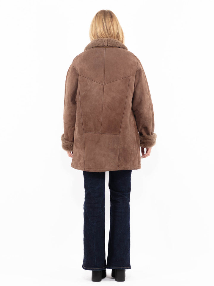Vintage 90's Women Sheepskin Coat in BrownA1093