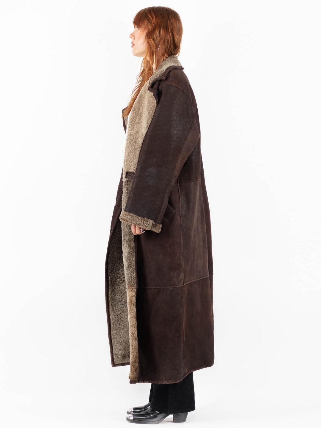 Vintage 90's Women Sheepskin Coat in BrownV9761