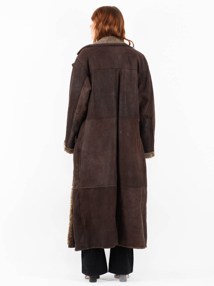 Vintage 90's Women Sheepskin Coat in BrownV9761