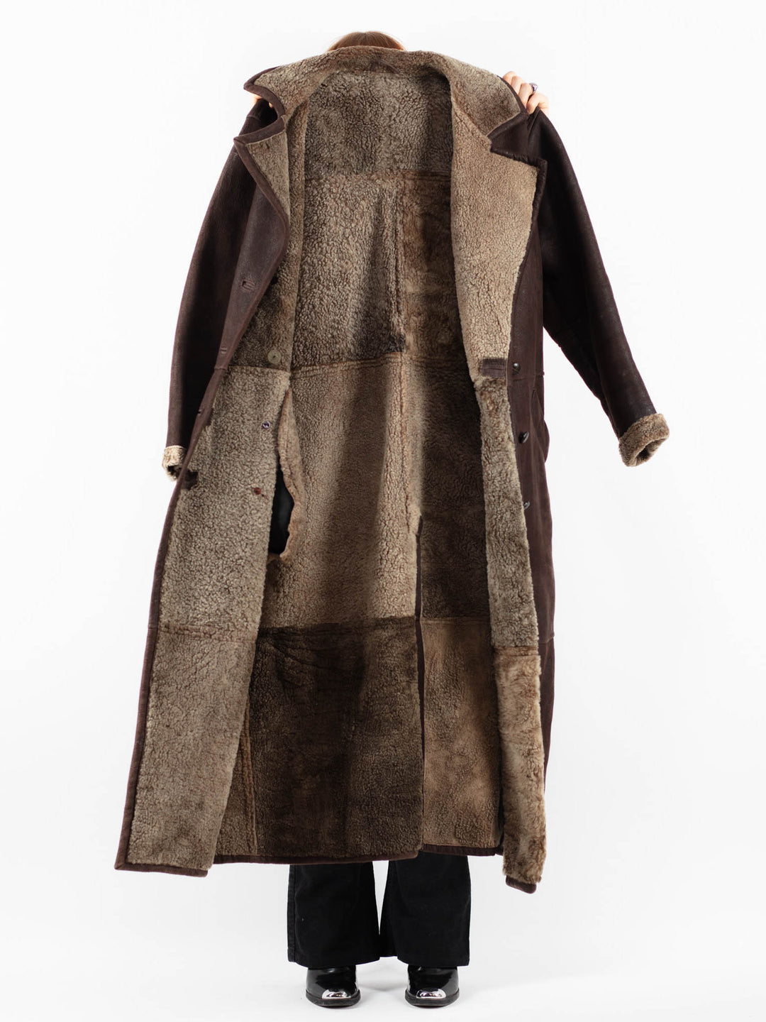 Vintage 90's Women Sheepskin Coat in BrownV9761