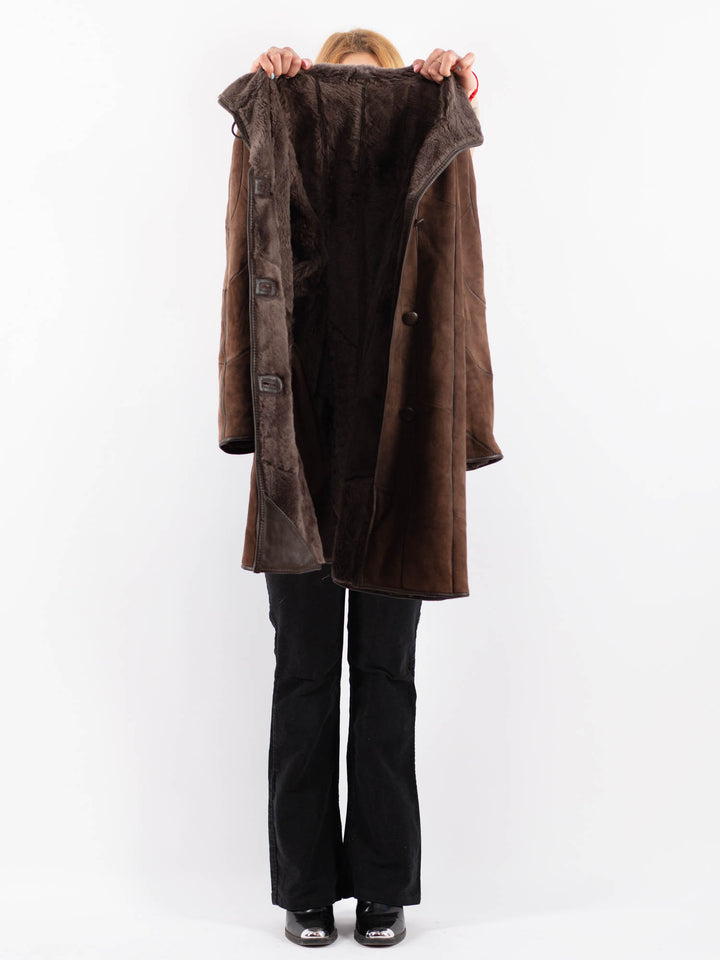 Vintage 90's Women Sheepskin Coat in BrownV9654
