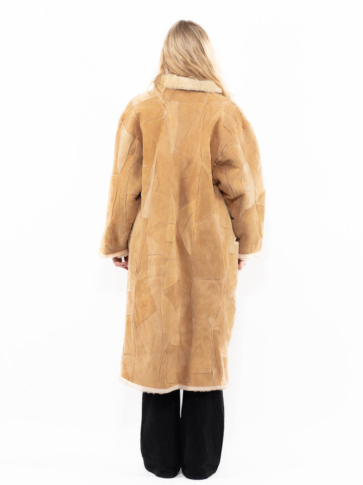 Vintage 90's Women Sheepskin Coat in BeigeA0893